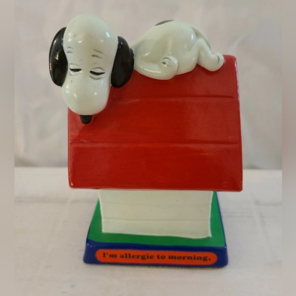 1971 Peanuts Snoopy Dog house I'm allergic to Morning Figurine Statue Vintage